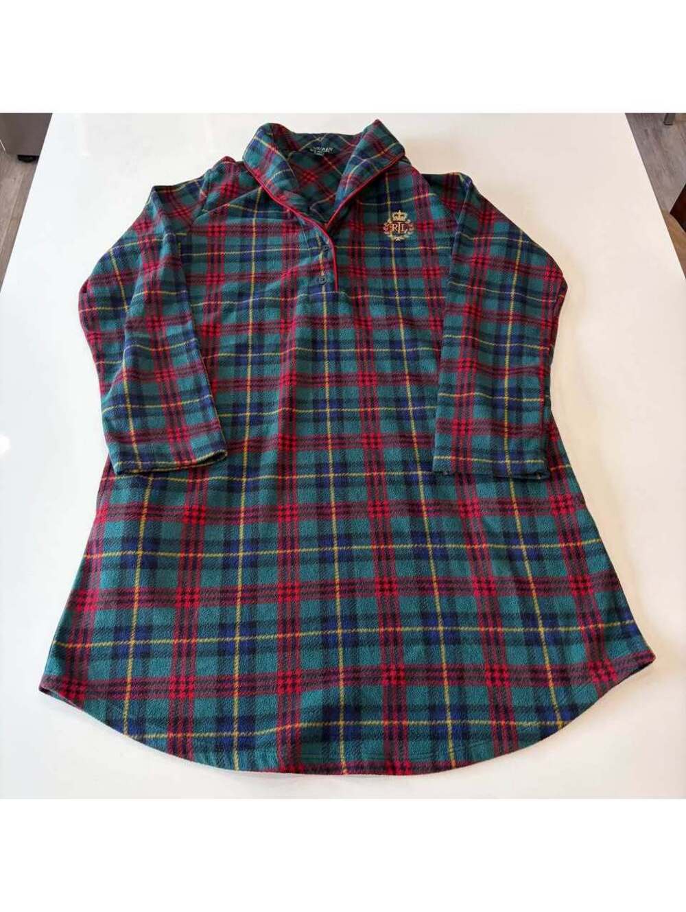 Womenโs Medium Lauren Ralph Lauren Fleece Plaid Night Dress